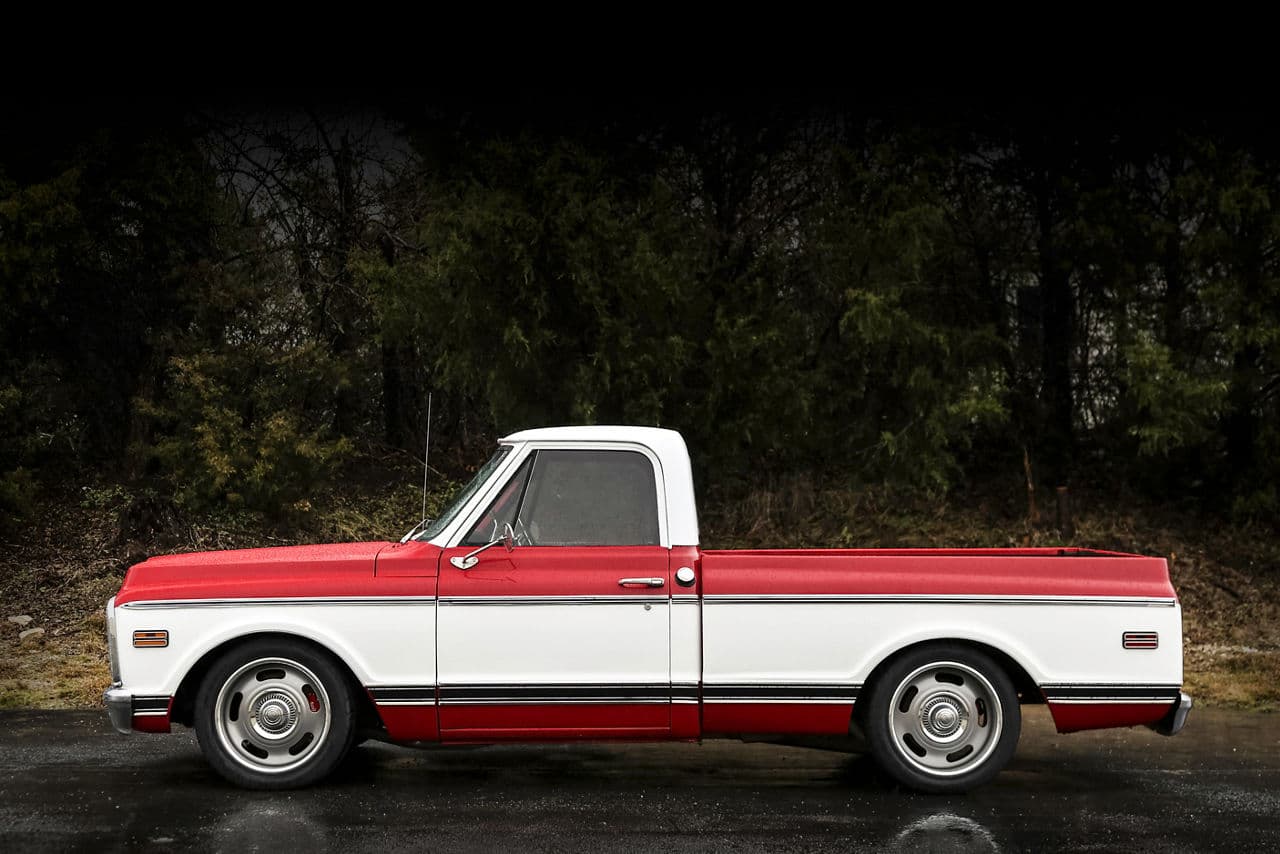 Rear view of 1971 Chevrolet C10 with wheels