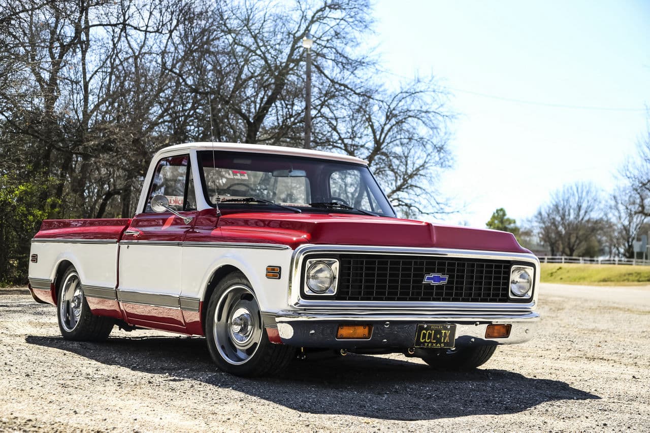 Detail view of 1971 Chevrolet C10 with wheels