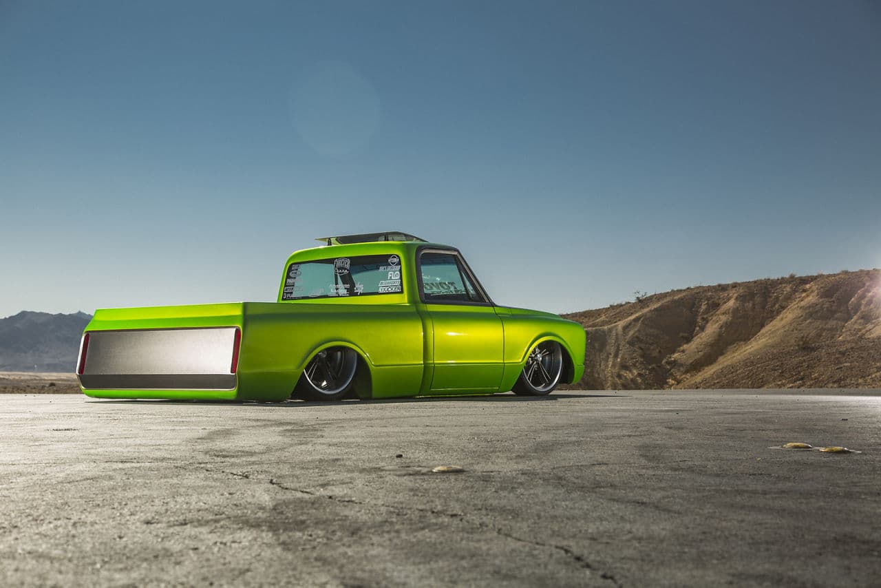 Rear view of 1971 Chevrolet C10 with wheels
