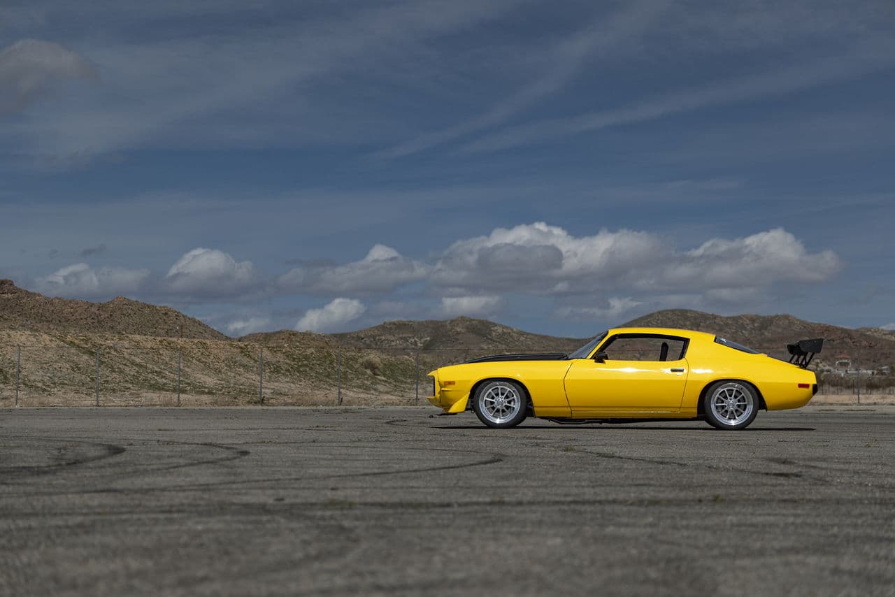 Side profile of 1971 Chevrolet Camaro with wheels