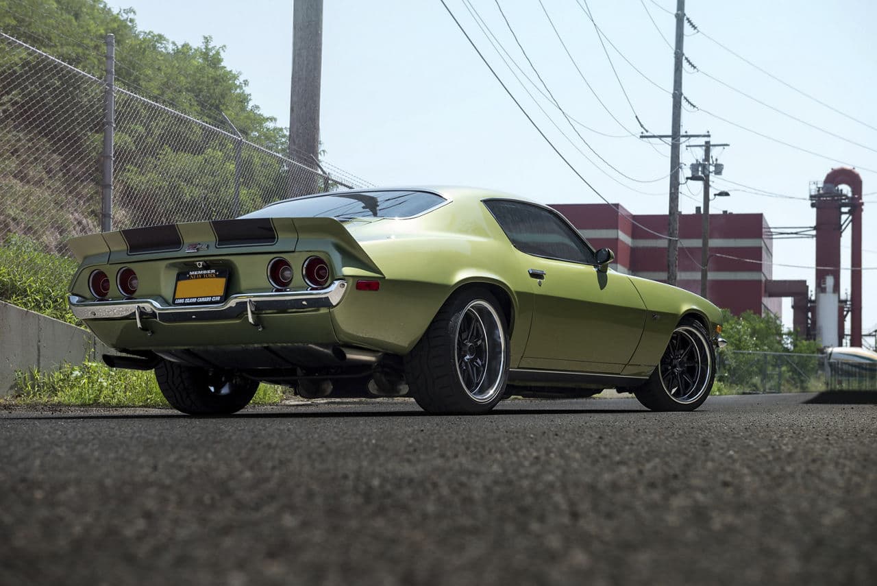 Side profile of 1971 Chevrolet Camaro with wheels