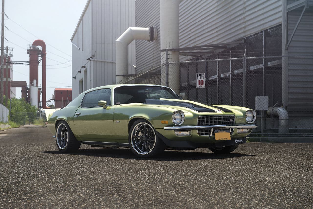 Detail view of 1971 Chevrolet Camaro with wheels