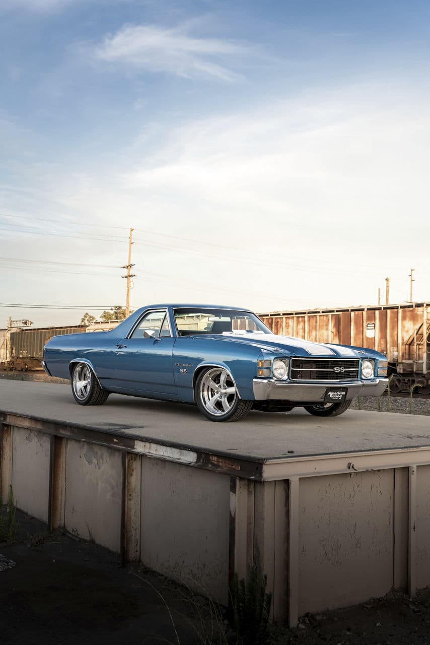 Detail view of 1971 Chevrolet El Camino with wheels