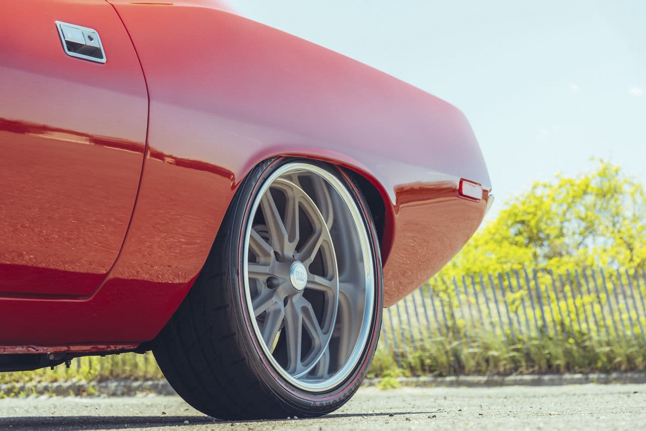 Interior of 1971 Plymouth Barracuda with wheels