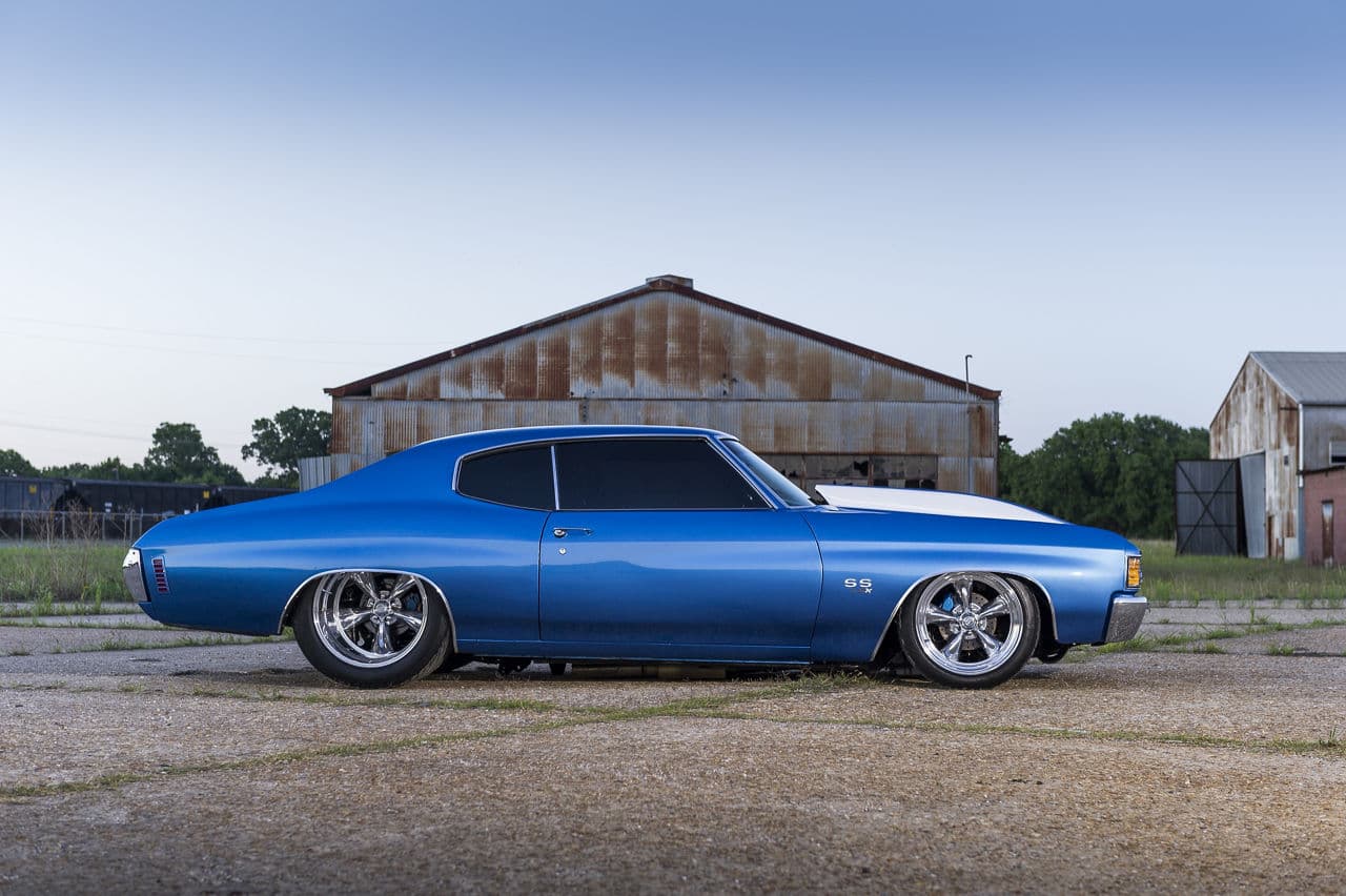 Side profile of 1972 Chevrolet Chevelle with wheels