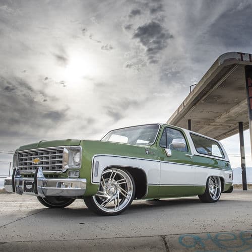 Interior of 1976 Chevrolet Blazer with wheels