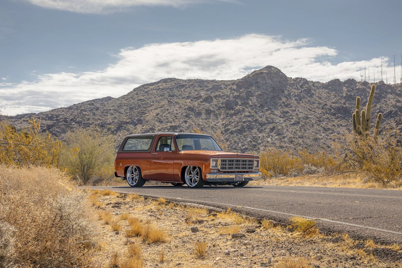 Side profile of 1977 Chevrolet Blazer with wheels