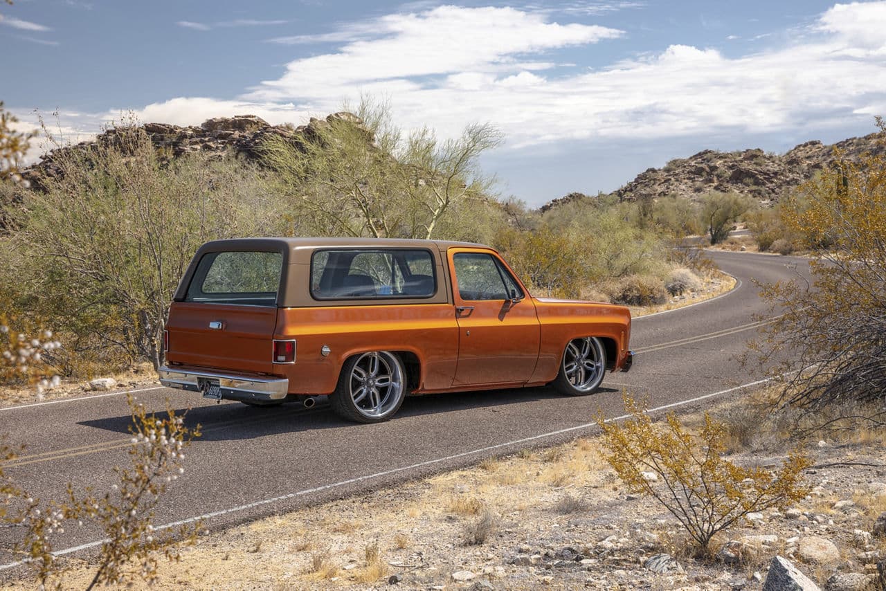 Interior of 1977 Chevrolet Blazer with wheels