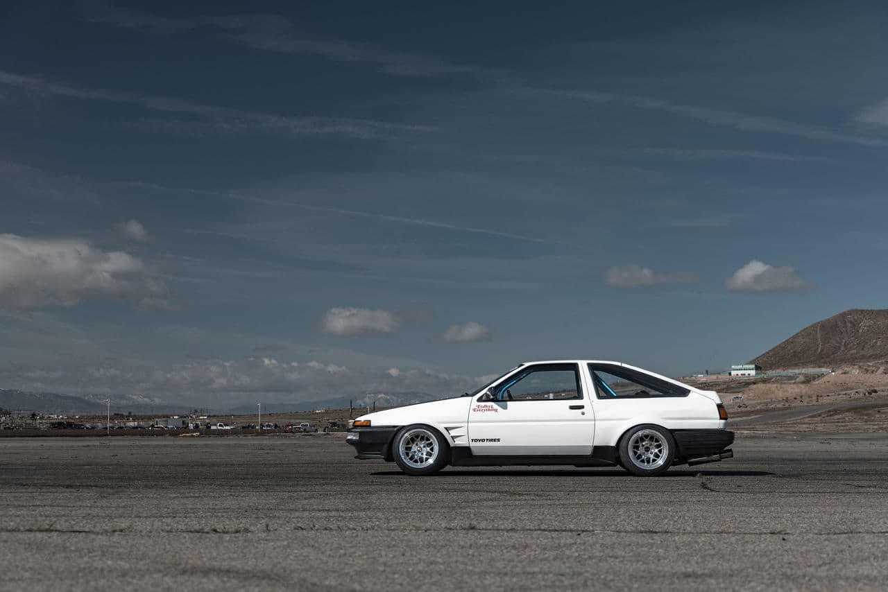 Interior of 1986 Toyota Trueno with wheels