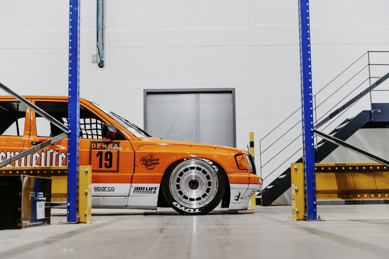 Interior of 1990 Mercedes-Benz 300e with wheels