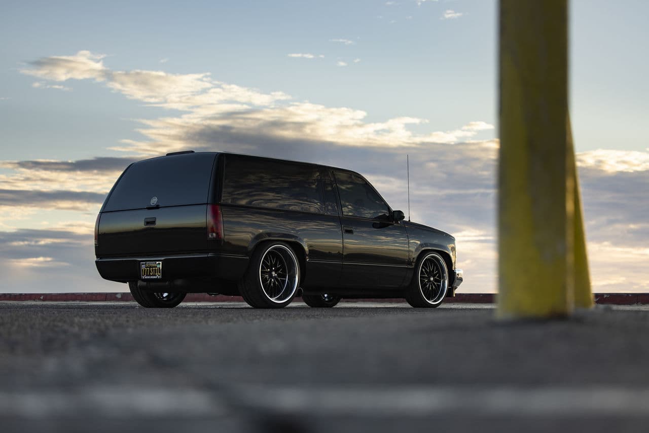 Rear view of 1996 Chevrolet Tahoe with wheels
