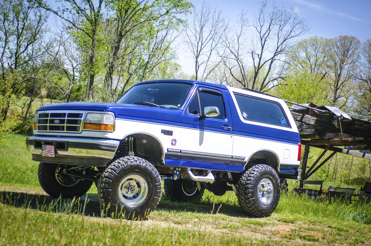 Rear view of 1996 Ford Bronco with truck suv wheels