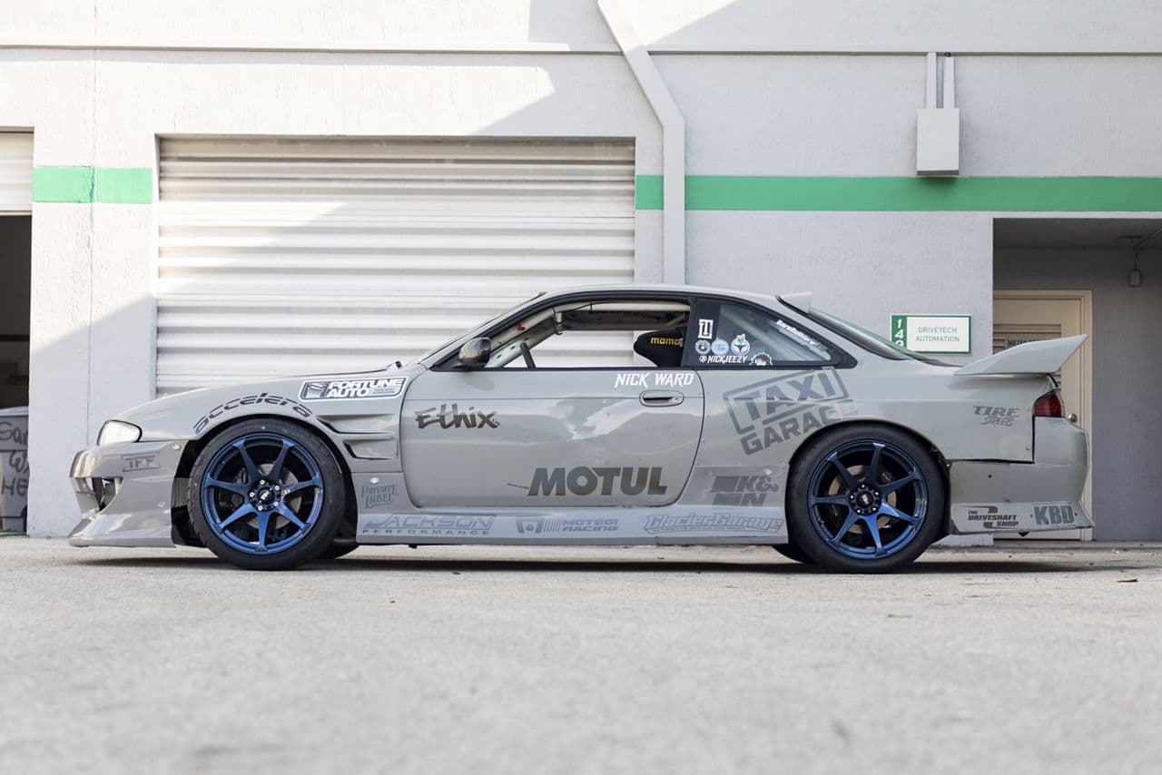 Interior of 1996 Nissan 240SX with wheels