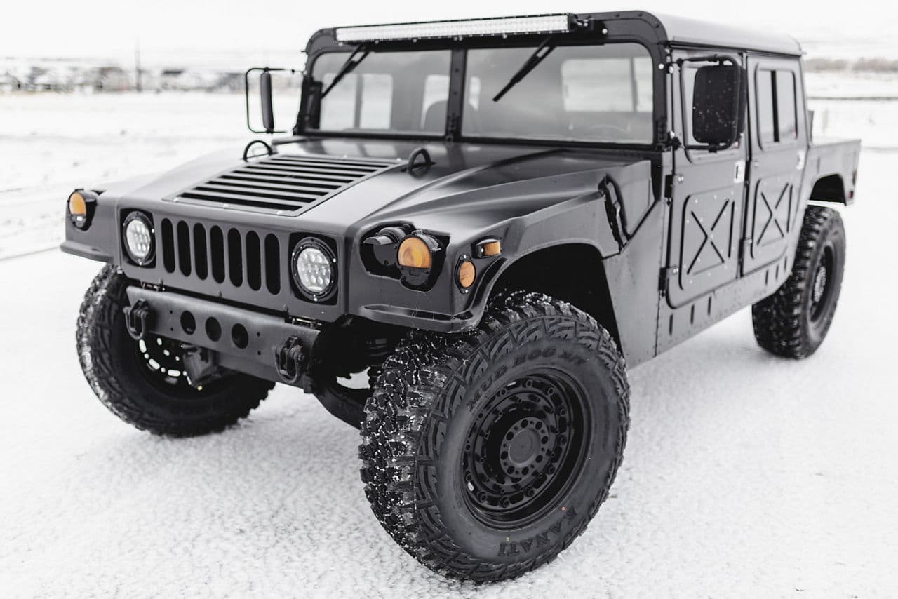 Rear view of 2002 Hummer H1 with wheels