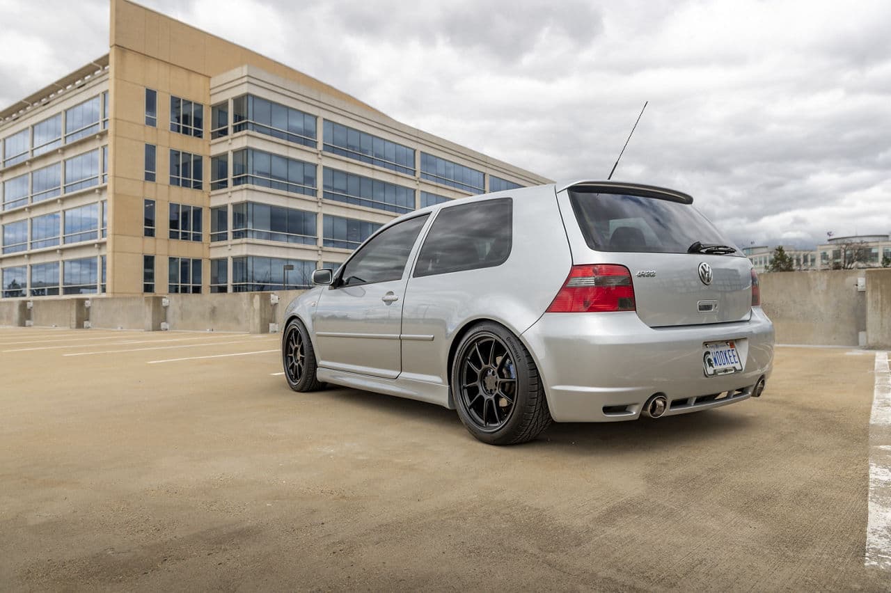 Rear view of 2004 Volkswagen Golf R32 with wheels