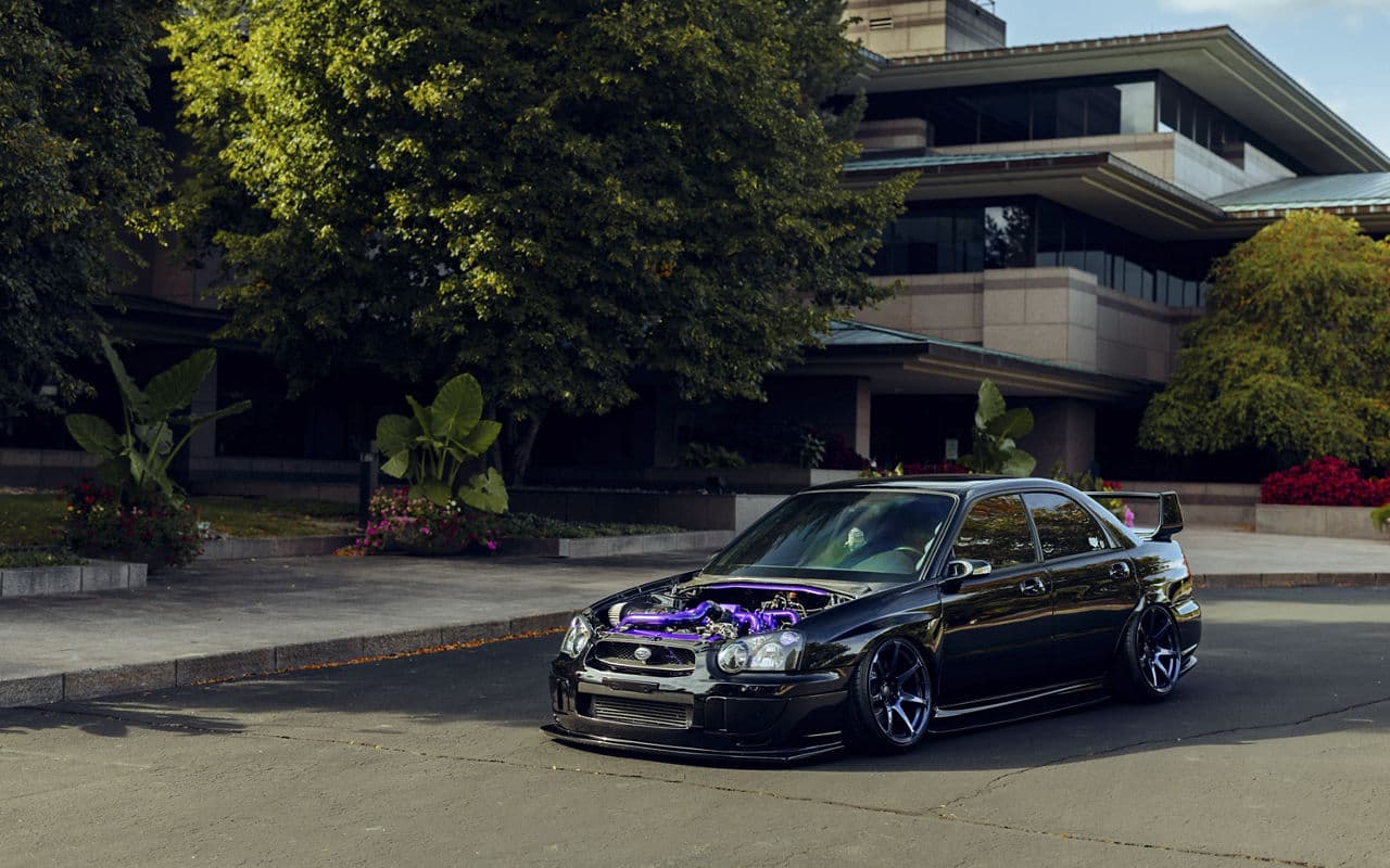 Rear view of 2005 Subaru WRX STI with wheels