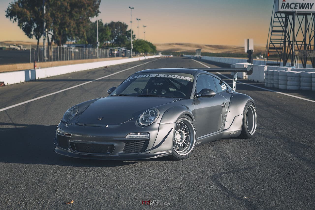 Front view of 2012 Porsche 997 RWB with wheels