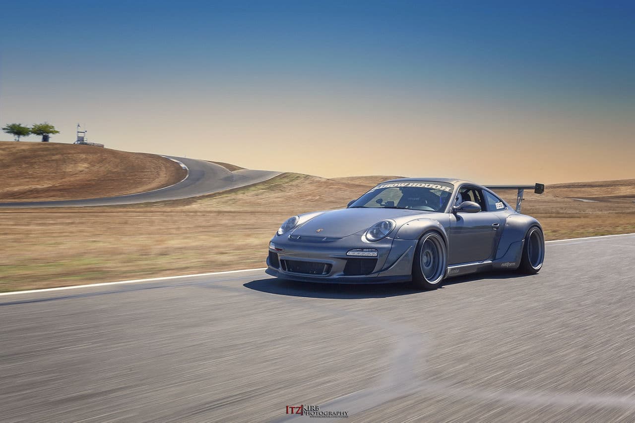 Rear view of 2012 Porsche 997 RWB with wheels