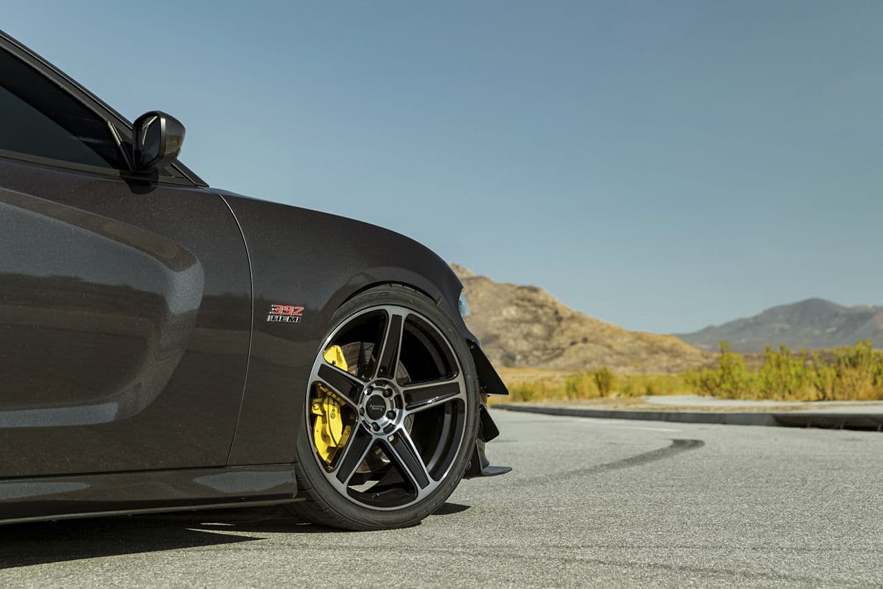 Rear view of 2014 Dodge Charger Scatpack with wheels