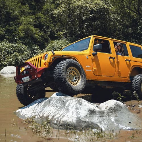 Interior of 2014 Jeep Wrangler JKU with truck suv wheels