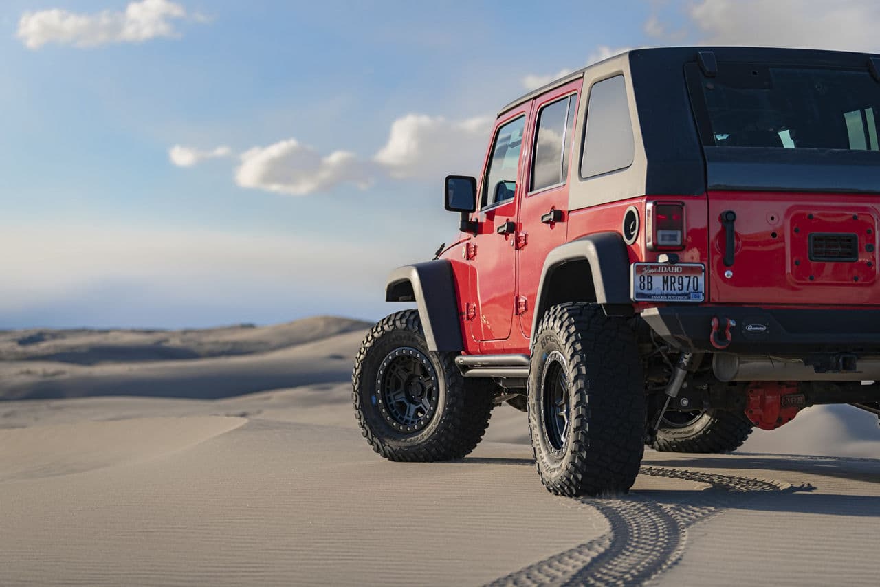 Interior of 2014 Jeep Wrangler with wheels