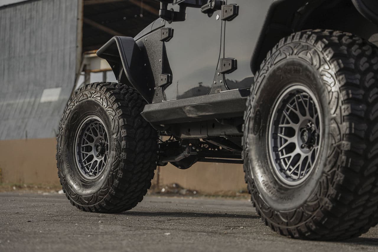 Interior of 2014 Jeep Wrangler with wheels