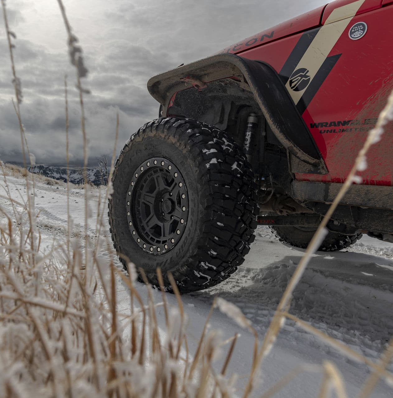 Interior of 2014 Jeep Wrangler with wheels