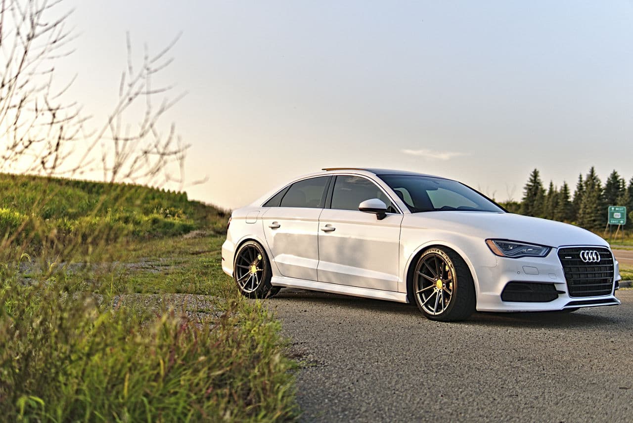 Side profile of 2015 Audi A3 with wheels