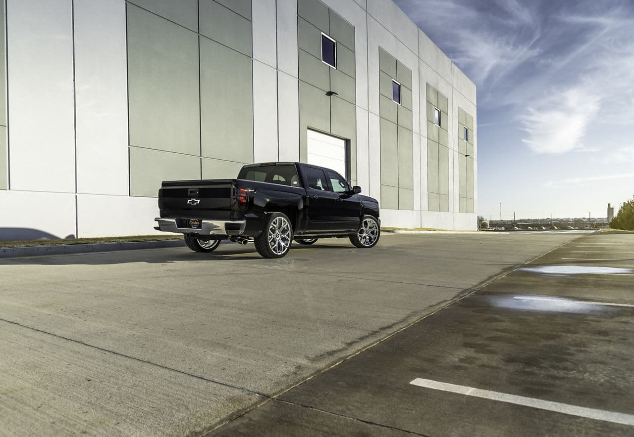 Detail view of 2015 Chevrolet Silverado with wheels