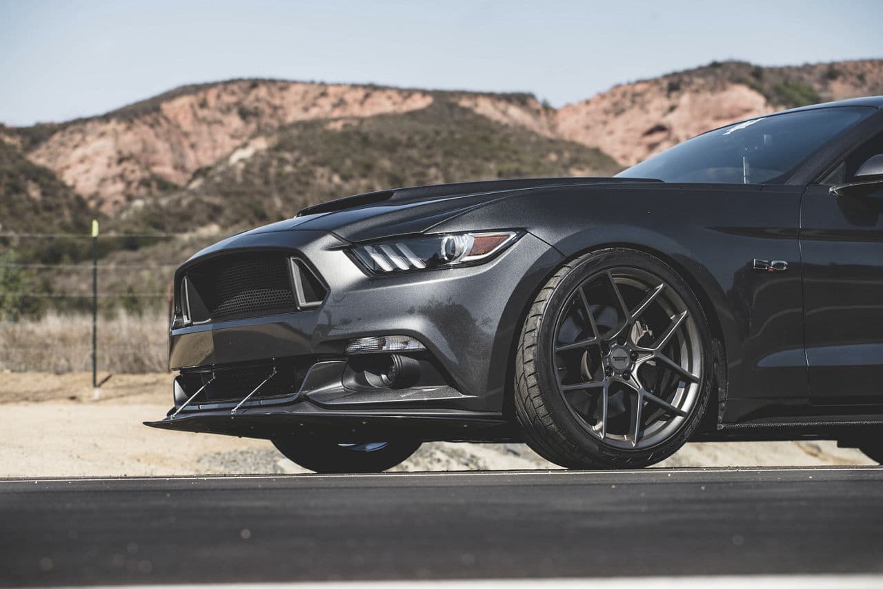 Side profile of 2015 Ford Mustang GT with wheels
