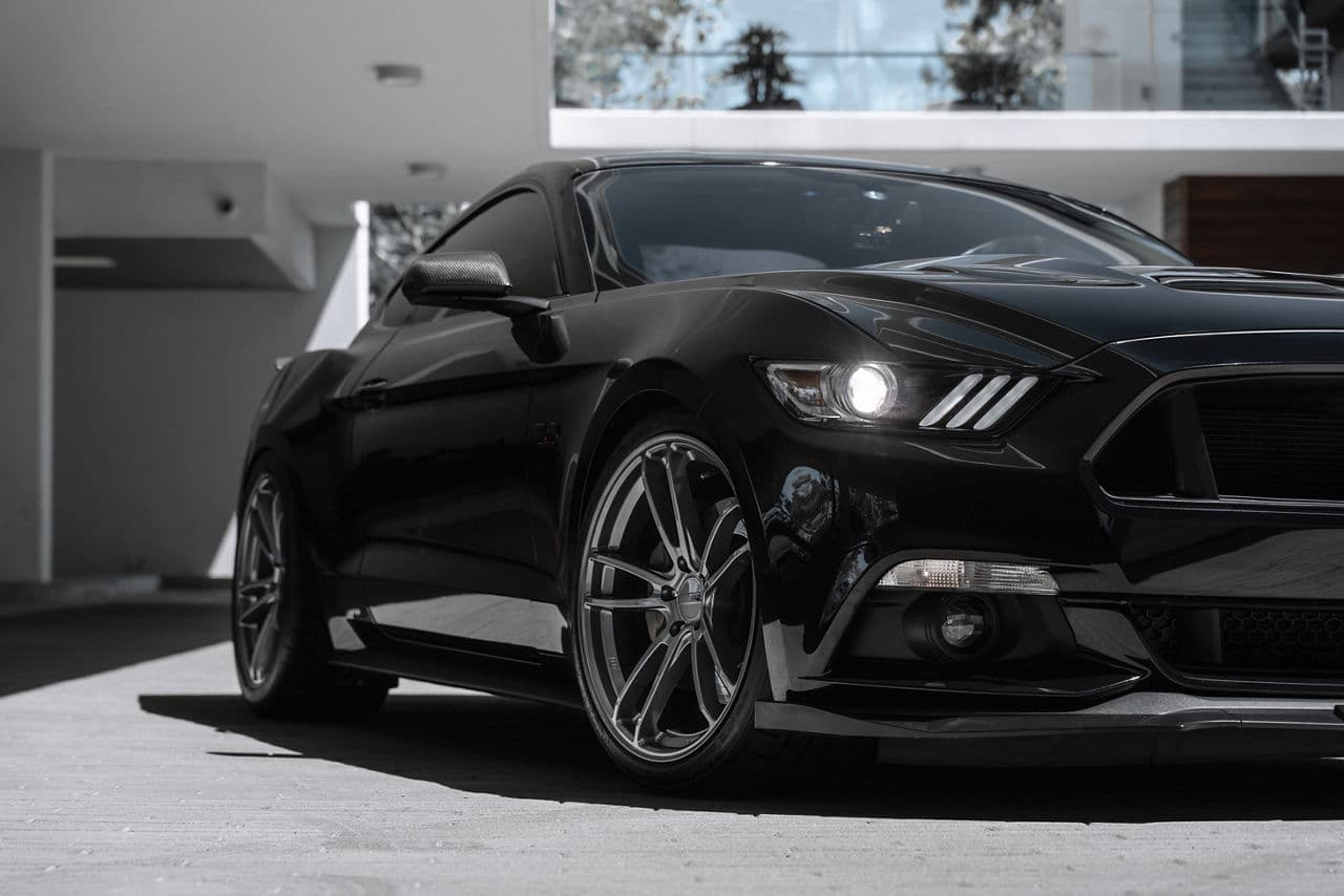 Detail view of 2015 Ford Mustang GT with wheels