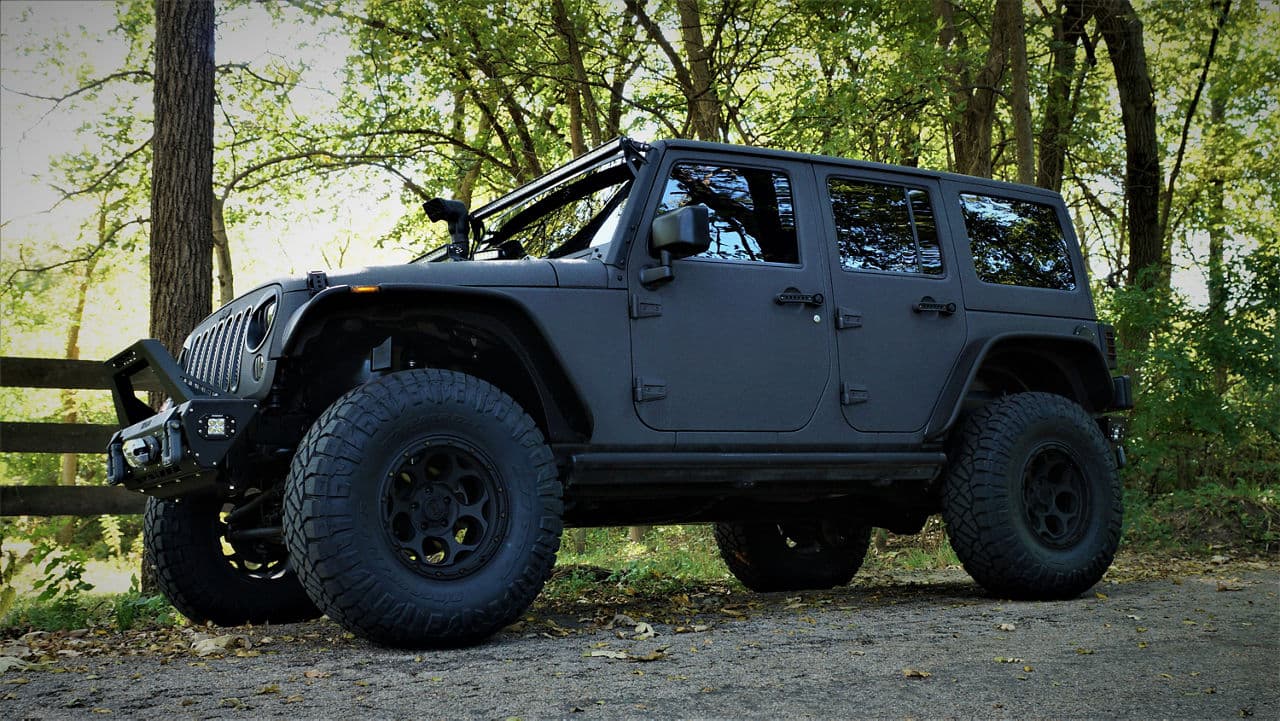 Interior of 2015 Jeep Wrangler Rubicon with wheels
