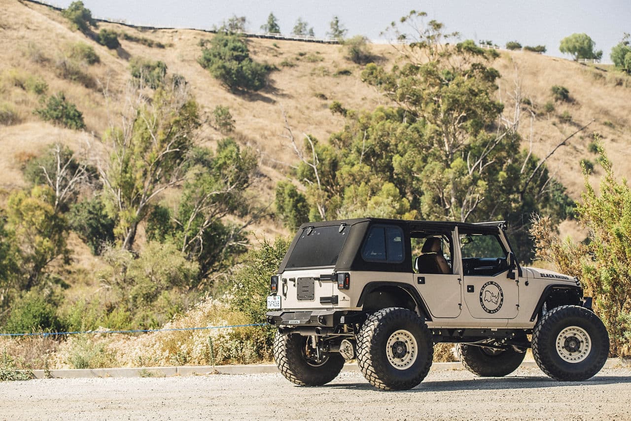 Rear view of 2015 Jeep Wrangler Unlimited with wheels