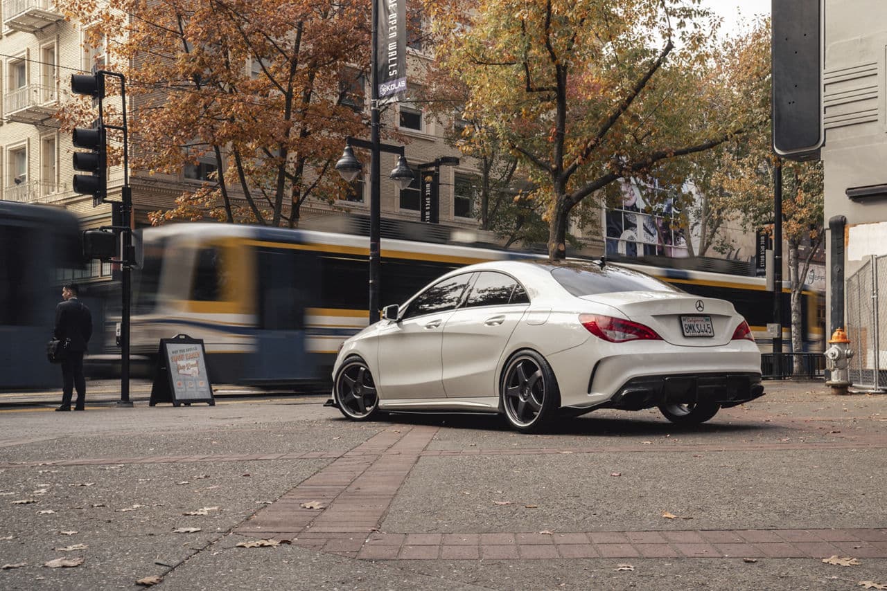 Side profile of 2015 Mercedes-Benz CLA250 with wheels