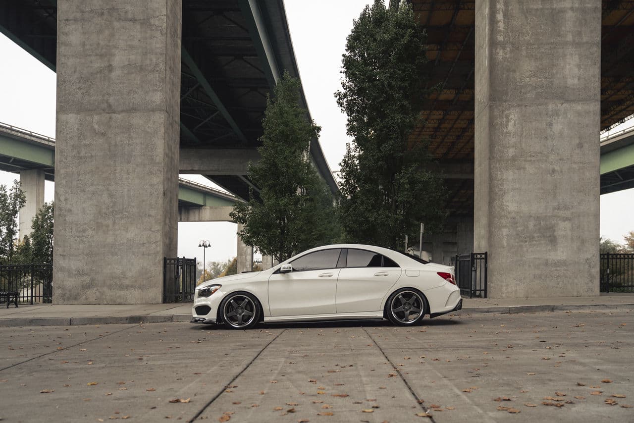 Interior of 2015 Mercedes-Benz CLA250 with wheels