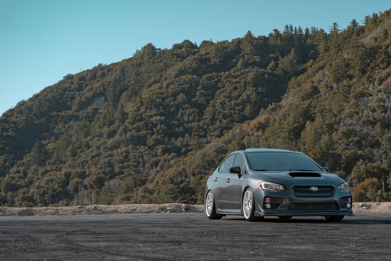 Side profile of 2015 Subaru WRX STI with wheels