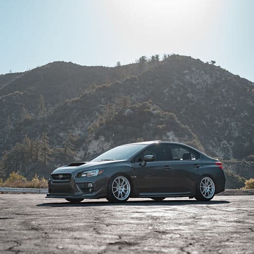 Side profile of 2015 Subaru WRX STI with wheels