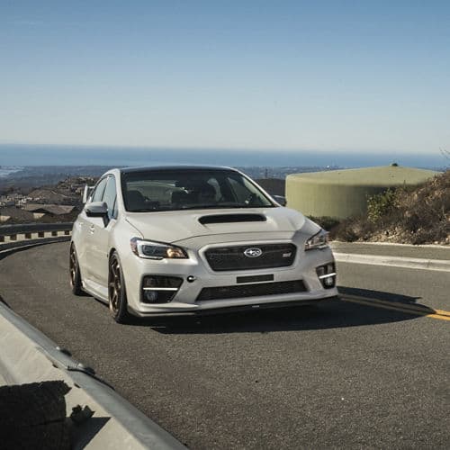 Rear view of 2015 Subaru WRX STI with wheels