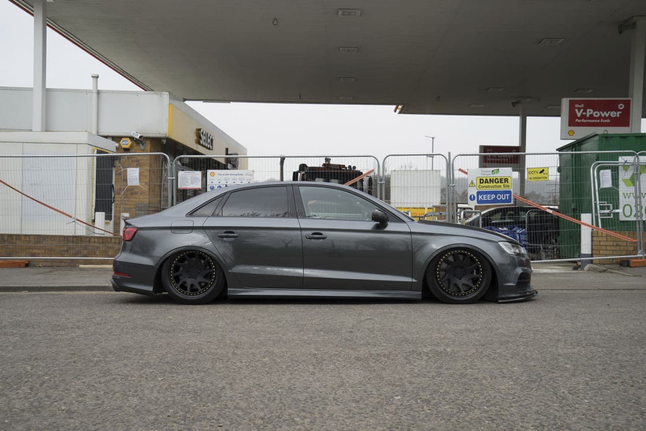 Side profile of 2016 Audi S3 with wheels