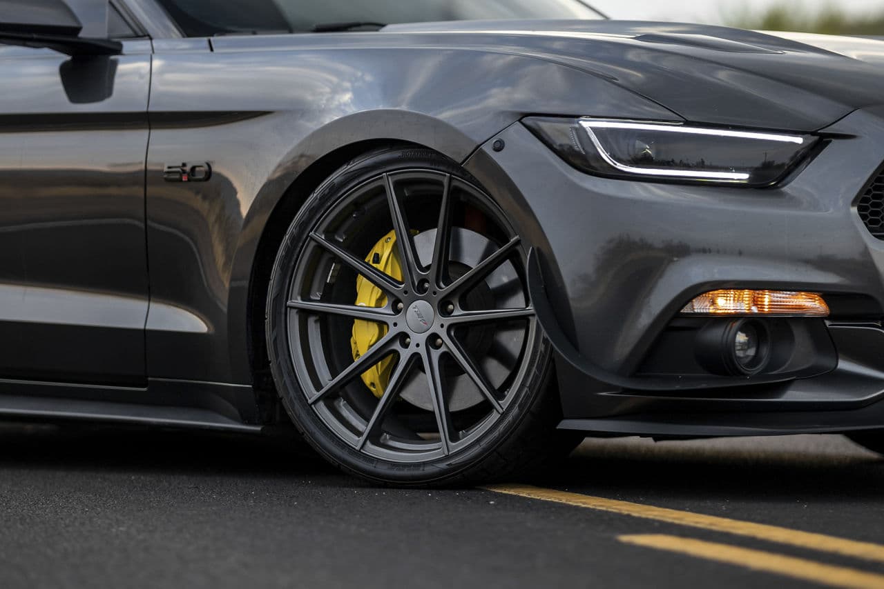 Detail view of 2016 Ford Mustang with wheels
