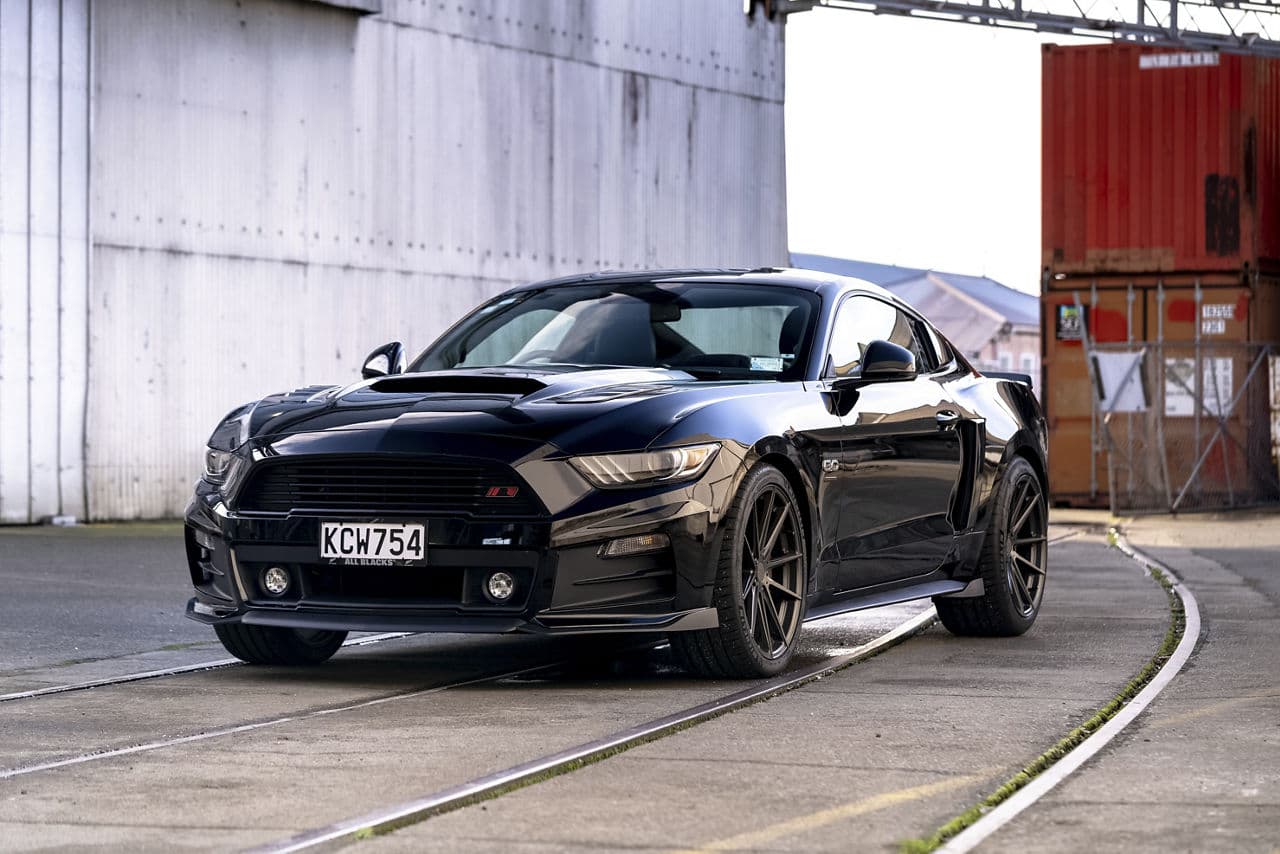 Rear view of 2016 Ford Mustang with wheels
