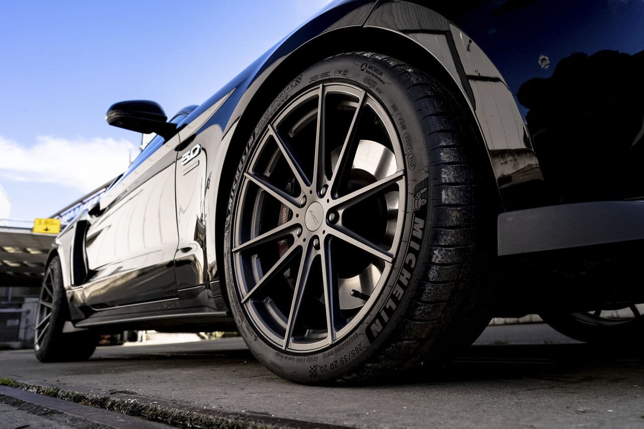 Detail view of 2016 Ford Mustang with wheels