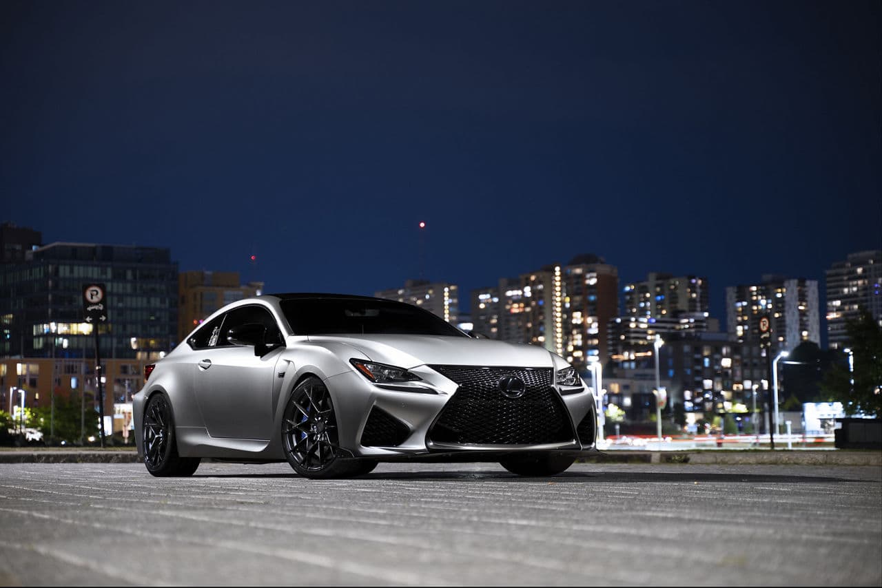 Side profile of 2016 Lexus RC F Sport with wheels