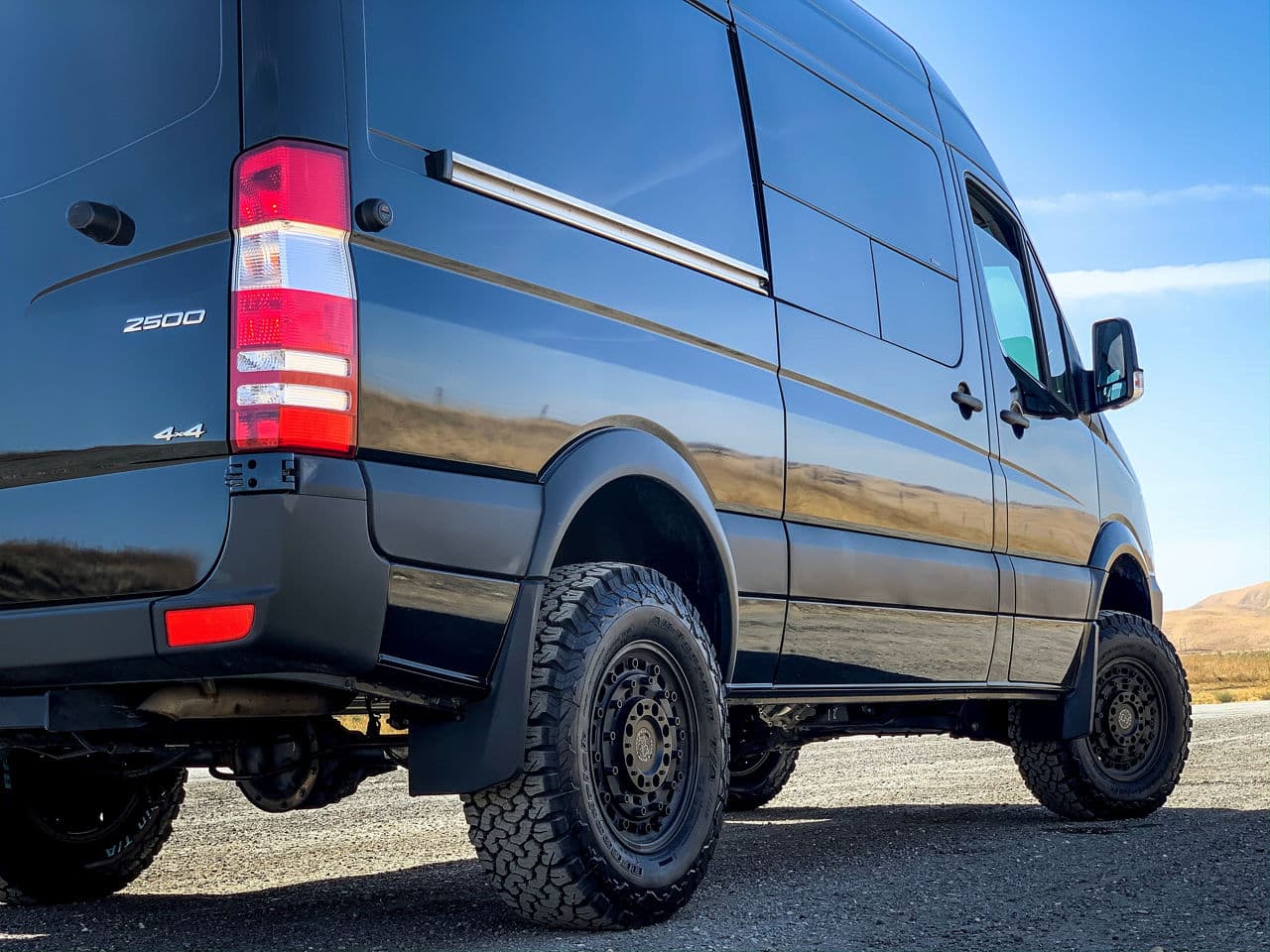Side profile of 2016 Mercedes-Benz Sprinter with truck suv wheels