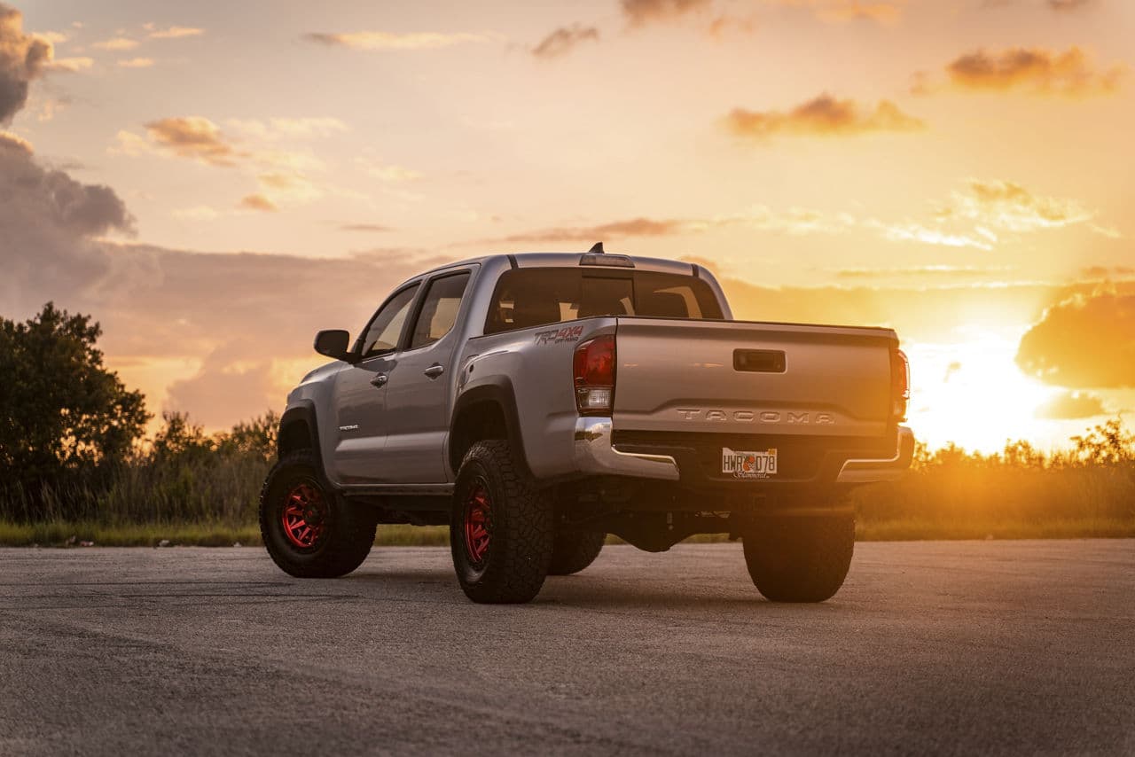 Side profile of 2016 Toyota Tacoma with vehicle wraps