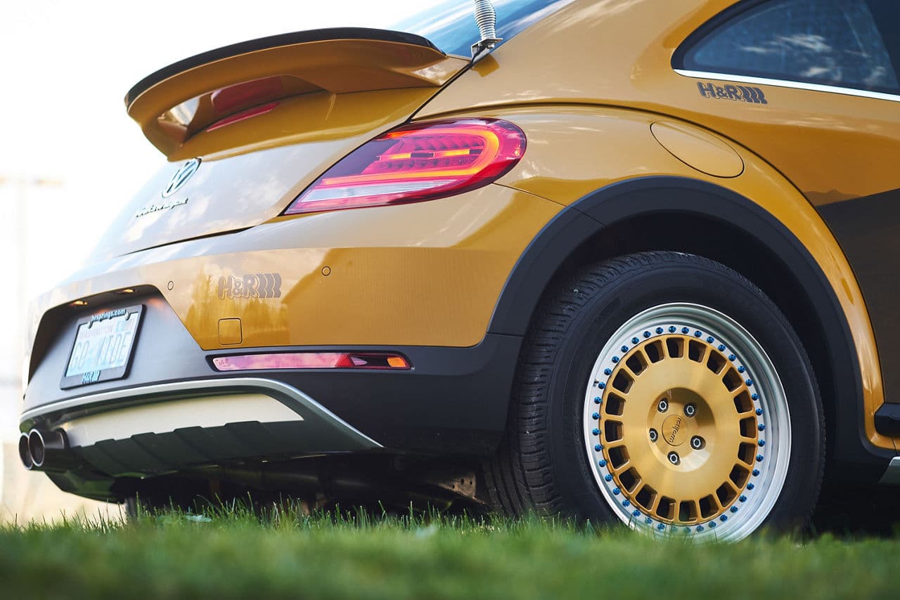 Rear view of 2016 Volkswagen Beetle with vehicle wraps