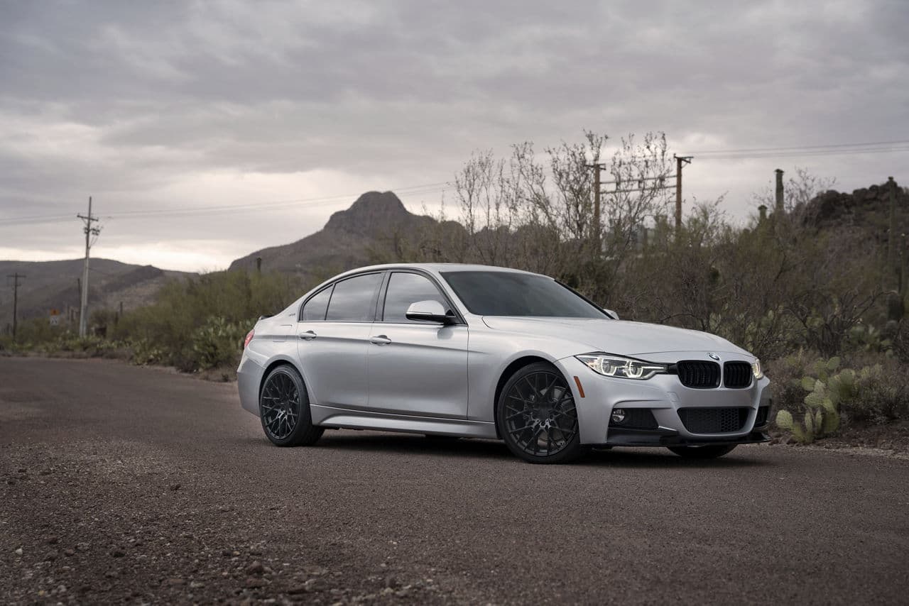 Rear view of 2017 BMW 330e with wheels
