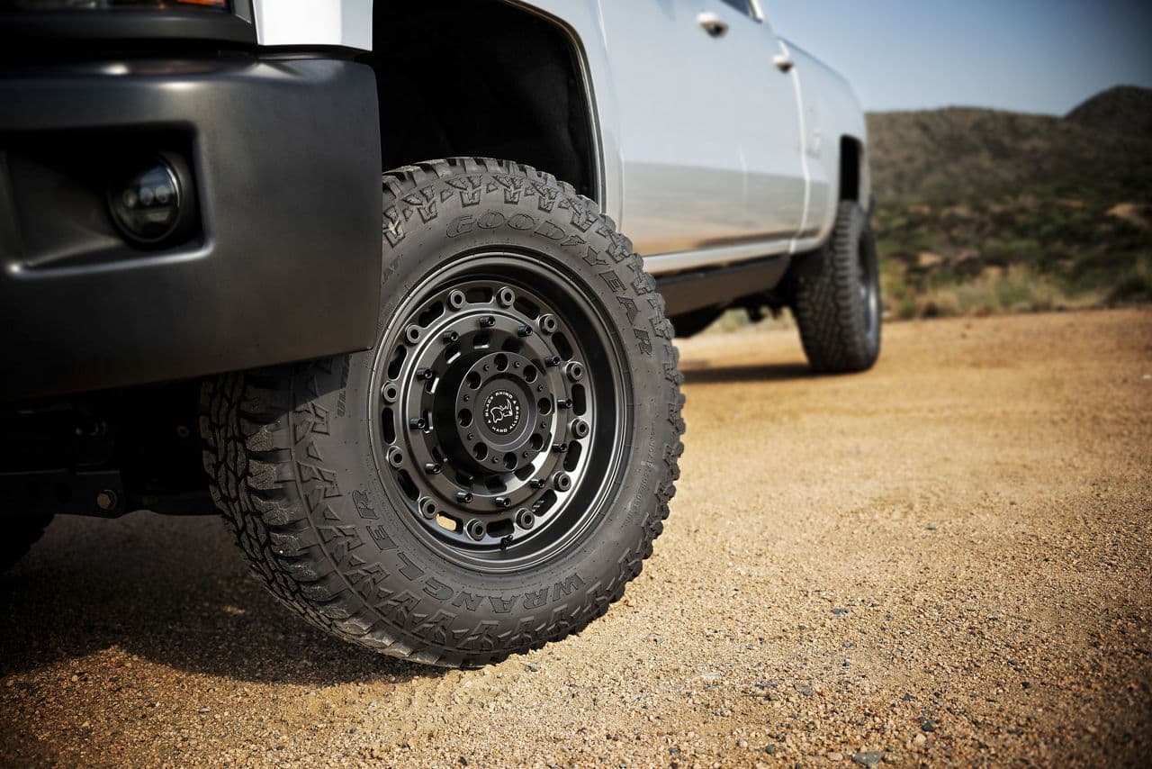 Rear view of 2017 Chevrolet Silverado 2500 with wheels
