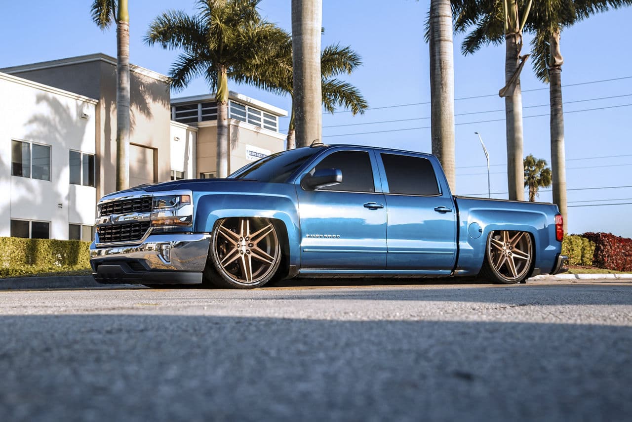 Detail view of 2017 Chevrolet Silverado with wheels