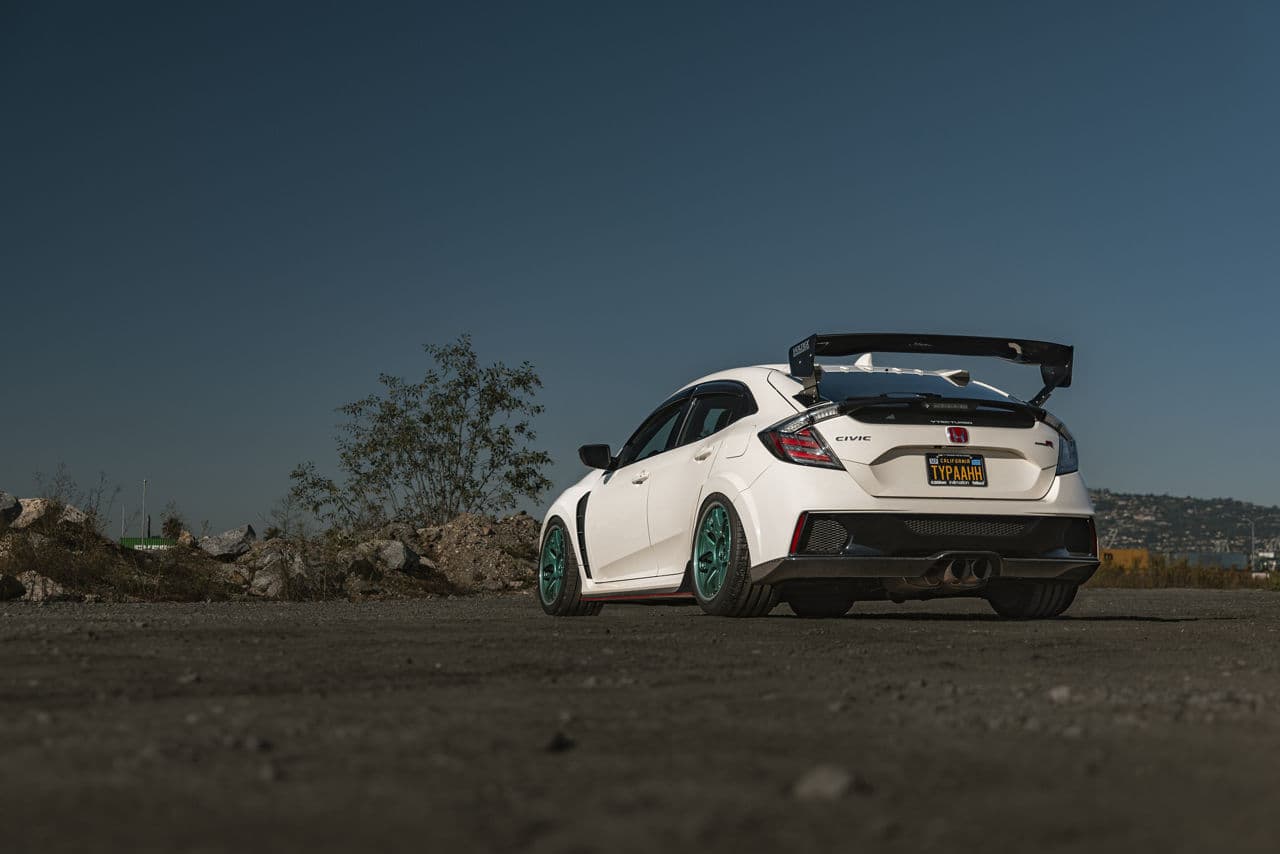 Rear view of 2017 Honda Civic Type R with wheels